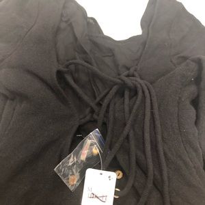 Free People, Black khaki beaded dress New